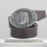 Maxbell Mens Cowboy Belt Classic Waist Strap 120cm PU Leather for Boyfriend Brown