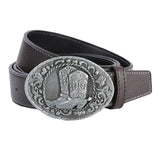 Maxbell Mens Cowboy Belt Classic Waist Strap 120cm PU Leather for Boyfriend Brown