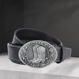 Maxbell Mens Cowboy Belt Classic Waist Strap 120cm PU Leather for Boyfriend Black