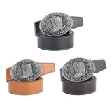 Maxbell Mens Cowboy Belt Classic Waist Strap 120cm PU Leather for Boyfriend Black