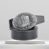 Maxbell Mens Cowboy Belt Classic Waist Strap 120cm PU Leather for Boyfriend Black