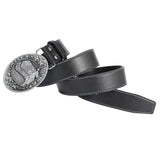 Maxbell Mens Cowboy Belt Classic Waist Strap 120cm PU Leather for Boyfriend Black