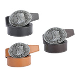 Maxbell Mens Cowboy Belt Classic Waist Strap 120cm PU Leather for Boyfriend Black