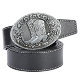 Maxbell Mens Cowboy Belt Classic Waist Strap 120cm PU Leather for Boyfriend Black