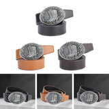 Maxbell Mens Cowboy Belt Classic Waist Strap 120cm PU Leather for Boyfriend Black