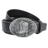 Maxbell Mens Cowboy Belt Classic Waist Strap 120cm PU Leather for Boyfriend Black