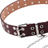 Maxbell Punk Belt Waist Strap Handmade with Chain Biker Fashion PU Leather Brown