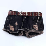 Maxbell Punk Belt Waist Strap Handmade with Chain Biker Fashion PU Leather Brown