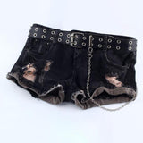 Maxbell Punk Belt Waist Strap Handmade with Chain Biker Fashion PU Leather Black