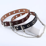 Maxbell Punk Belt Waist Strap Handmade with Chain Biker Fashion PU Leather Black