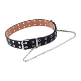 Maxbell Punk Belt Waist Strap Handmade with Chain Biker Fashion PU Leather Black