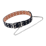Maxbell Punk Belt Waist Strap Handmade with Chain Biker Fashion PU Leather Black