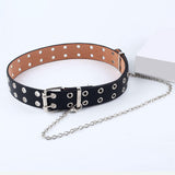 Maxbell Punk Belt Waist Strap Handmade with Chain Biker Fashion PU Leather Black
