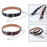 Maxbell Punk Belt Waist Strap Handmade with Chain Biker Fashion PU Leather Black
