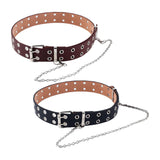 Maxbell Punk Belt Waist Strap Handmade with Chain Biker Fashion PU Leather Black