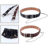 Maxbell Punk Belt Waist Strap Handmade with Chain Biker Fashion PU Leather Black