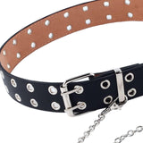 Maxbell Punk Belt Waist Strap Handmade with Chain Biker Fashion PU Leather Black