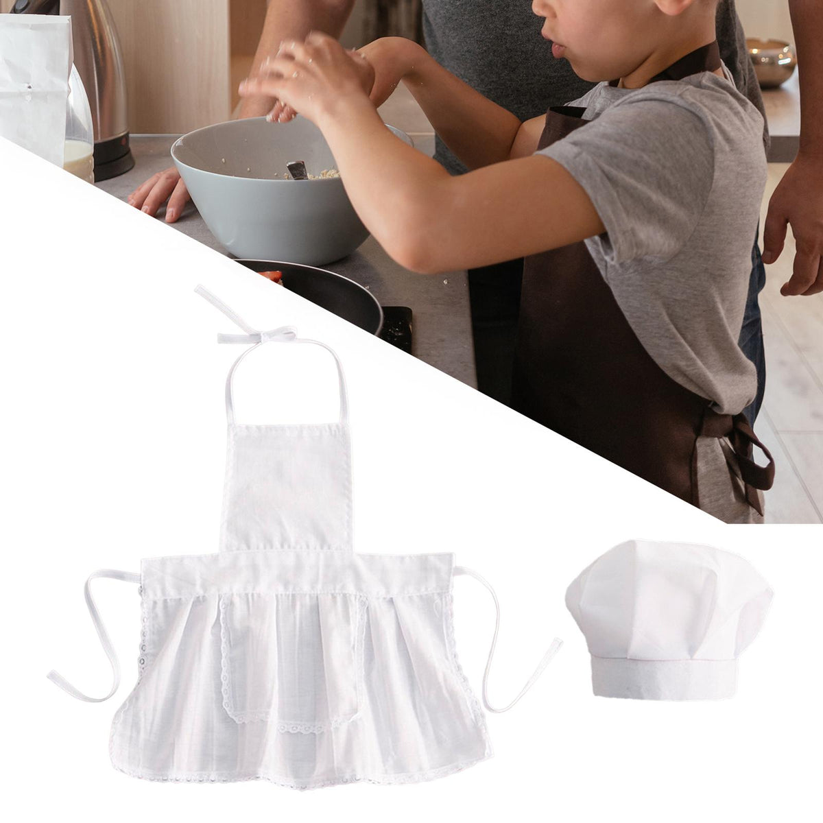 Maxbell 2 Pieces Baby Chef Apron and Hat Infant Baby Chef Costume Kids Costumes Set S Girl