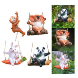 Maxbell Hanging Swing Animal Statue Garden Sculpture Decor Hand Painted Accessories Monkey