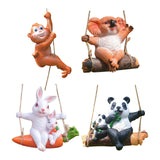 Maxbell Hanging Swing Animal Statue Garden Sculpture Decor Hand Painted Accessories Monkey
