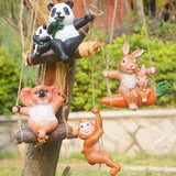 Maxbell Hanging Swing Animal Statue Garden Sculpture Decor Hand Painted Accessories Panda