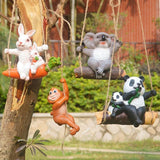 Maxbell Hanging Swing Animal Statue Garden Sculpture Decor Hand Painted Accessories Panda