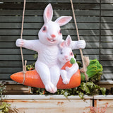 Maxbell Hanging Swing Animal Statue Garden Sculpture Decor Hand Painted Accessories Rabbit