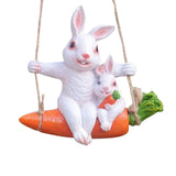 Maxbell Hanging Swing Animal Statue Garden Sculpture Decor Hand Painted Accessories Rabbit