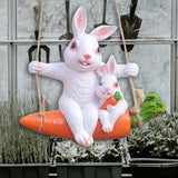 Maxbell Hanging Swing Animal Statue Garden Sculpture Decor Hand Painted Accessories Rabbit