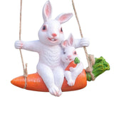 Maxbell Hanging Swing Animal Statue Garden Sculpture Decor Hand Painted Accessories Rabbit