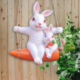 Maxbell Hanging Swing Animal Statue Garden Sculpture Decor Hand Painted Accessories Rabbit