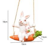 Maxbell Hanging Swing Animal Statue Garden Sculpture Decor Hand Painted Accessories Rabbit