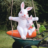 Maxbell Hanging Swing Animal Statue Garden Sculpture Decor Hand Painted Accessories Rabbit