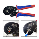 Maxbell Ratcheting Crimping Tool Self Adjusting Multi Purpose for Cable End Sleeves Red Blue