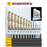 Maxbell 13x Twist Drill Bit Set Hole Punching Drill Bit for Engineering Home DIY M35 M35 Steel