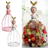 Maxbell Princess Dress Flower Stand Artificial Flowers Display Ornament for Desktop Pink