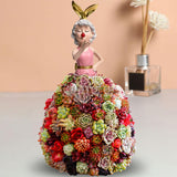 Maxbell Princess Dress Flower Stand Artificial Flowers Display Ornament for Desktop Pink