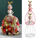 Maxbell Princess Dress Flower Stand Artificial Flowers Display Ornament for Desktop Pink
