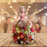 Maxbell Princess Dress Flower Stand Artificial Flowers Display Ornament for Desktop Pink