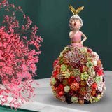 Maxbell Princess Dress Flower Stand Artificial Flowers Display Ornament for Desktop Pink