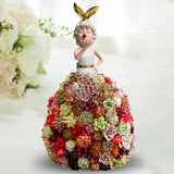 Maxbell Princess Dress Flower Stand Artificial Flowers Display Ornament for Desktop White