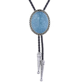 Maxbell Fashion Bolo Tie Necklace Pendant Adjustable Casual Jewelry PU Leather Rope Blue