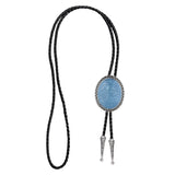 Maxbell Fashion Bolo Tie Necklace Pendant Adjustable Casual Jewelry PU Leather Rope Blue