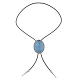 Maxbell Fashion Bolo Tie Necklace Pendant Adjustable Casual Jewelry PU Leather Rope Blue