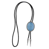 Maxbell Fashion Bolo Tie Necklace Pendant Adjustable Casual Jewelry PU Leather Rope Blue