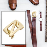 Maxbell Automatic Belt Buckle Men Apparel Accessories for PU Leather Waist Belts Aureate