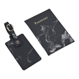 Maxbell Passport Cover and Luggage Tag Set Travel for Unisex Registration Plate Black