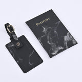 Maxbell Passport Cover and Luggage Tag Set Travel for Unisex Registration Plate Black