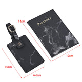 Maxbell Passport Cover and Luggage Tag Set Travel for Unisex Registration Plate Black