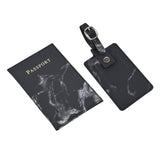 Maxbell Passport Cover and Luggage Tag Set Travel for Unisex Registration Plate Black